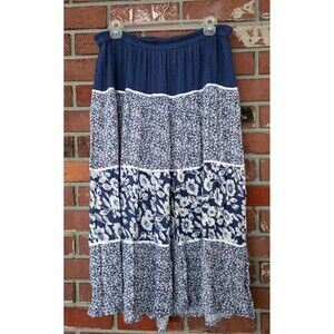 Cathy Daniels Women's Boho Peasant Long Floral Tiered Flowy Skirt Large